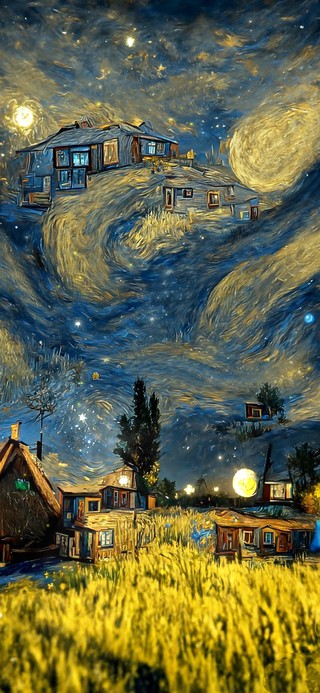 星空稻田
