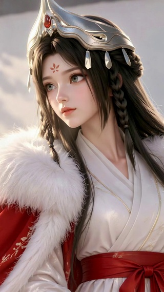 红衣少女雪中游园王昭君