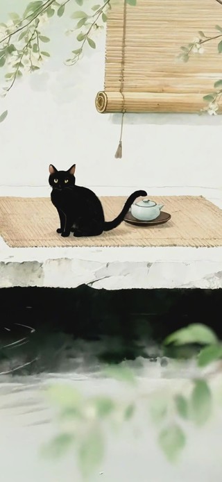 古韵水巷小黑猫