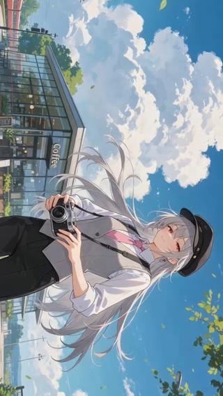 户外胶片相机少女场景