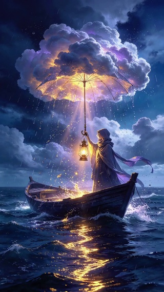 雨天海面
