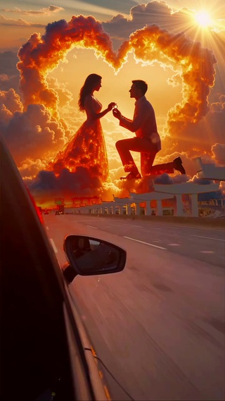 晚霞中的求婚
