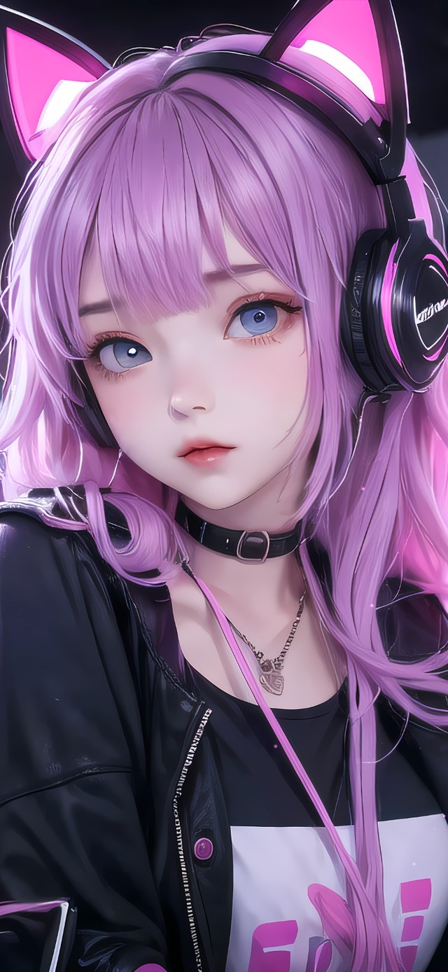 4k紫发电竞女孩