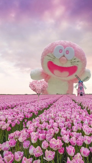 粉色郁金香 叮当猫