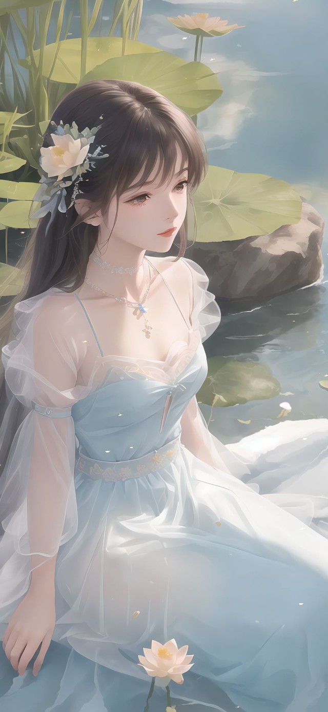 小清新荷花女孩