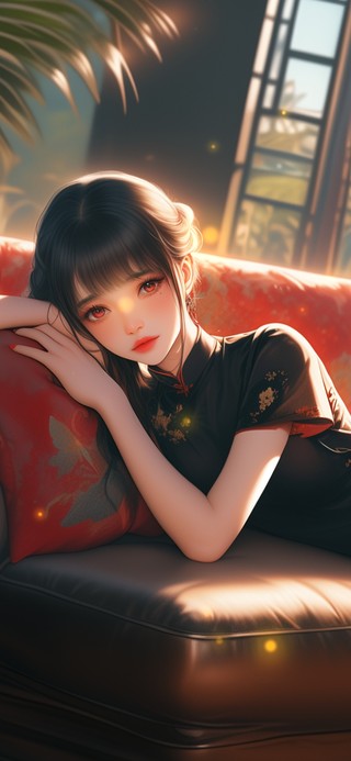 她的一双眼睛含情脉脉，明亮动人