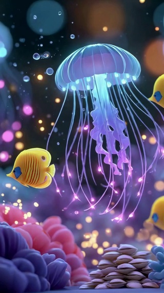 梦幻发光水母海底世界