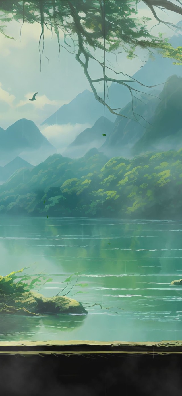 护眼雨天绿景