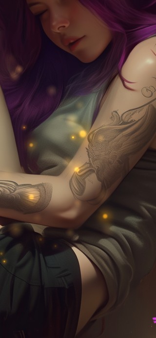 纹身美女朱阑倚立