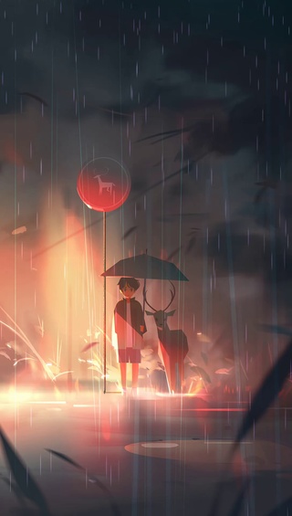 雨中的少年