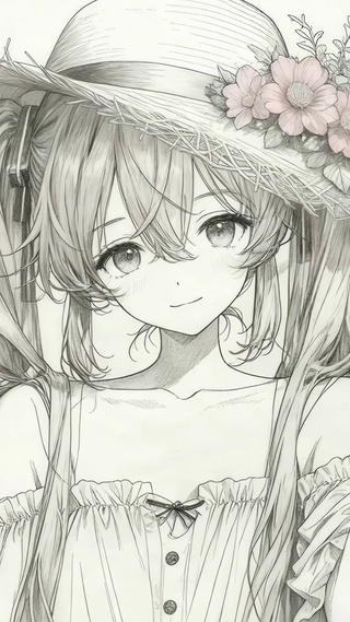 简约线稿初音