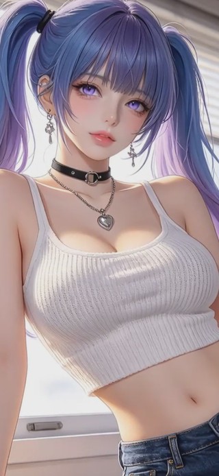 窗前的双马尾少女