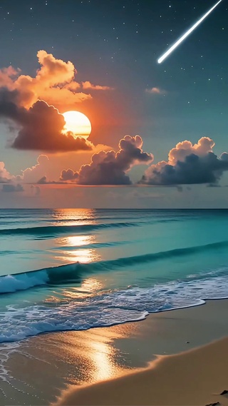 夕阳下的海滩