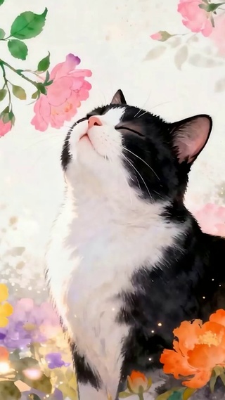 花丛中猫咪