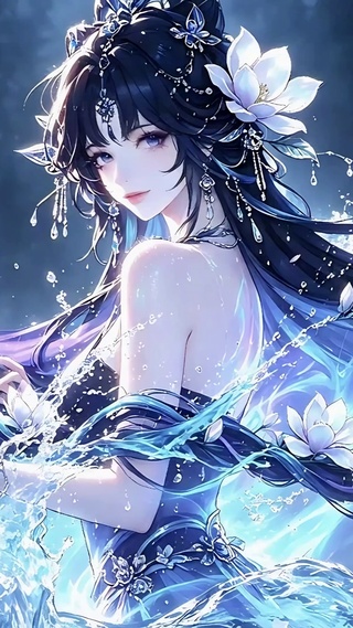 暗夜废墟驭水少女