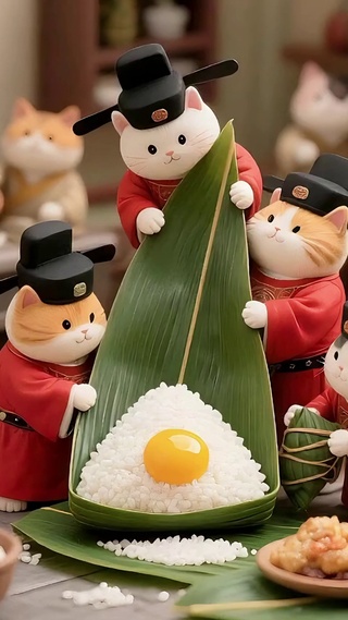 招财猫官包粽仪式