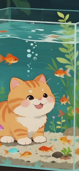 治愈猫猫与小金鱼