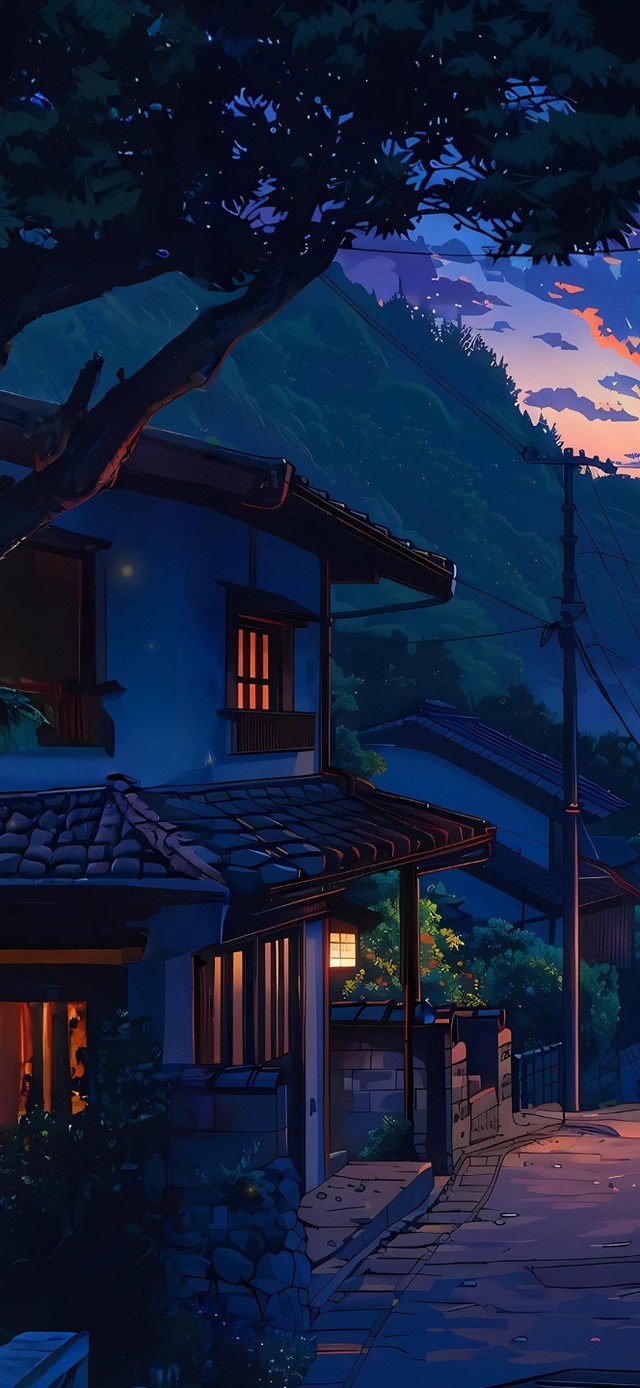 夕阳下的小镇