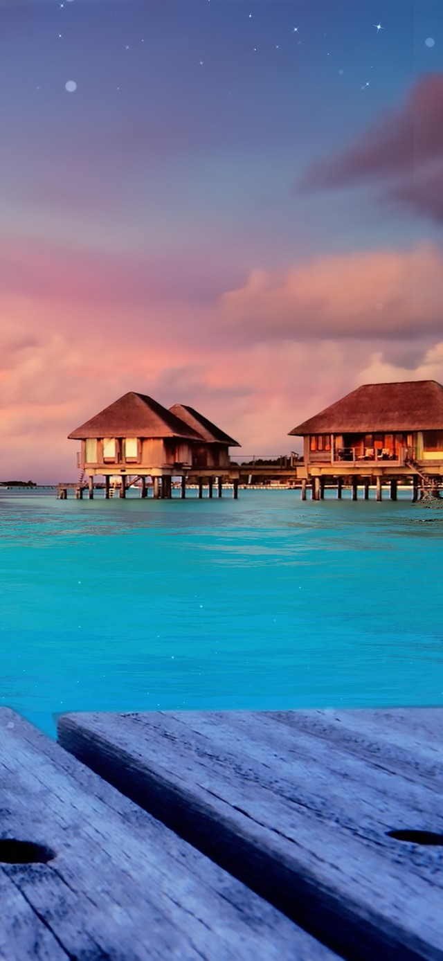 夕阳海边度假村