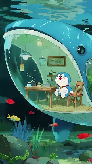 深海鲸鱼舱里的蓝胖