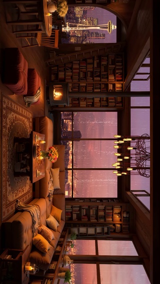 安静傍晚城市雨