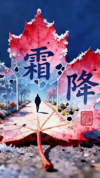 霜降唯美枫叶