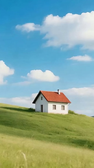 白云树木小屋