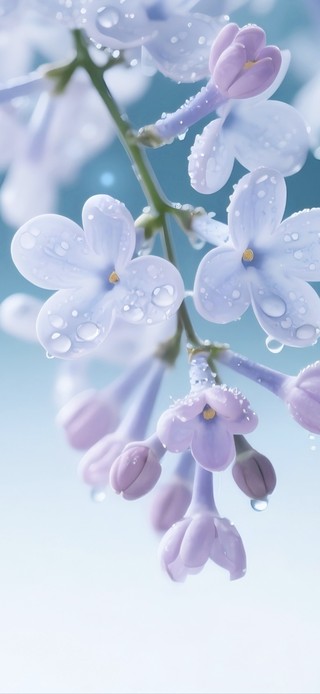 清新雨露丁香花