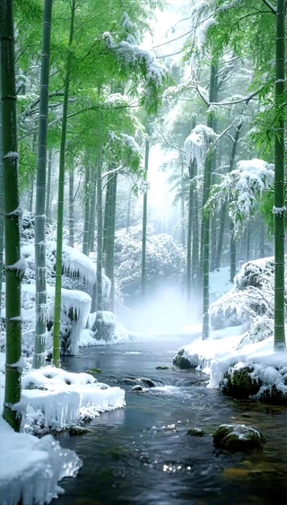 竹林雪景