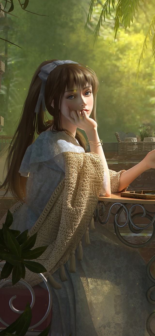 唯美安静花房少女