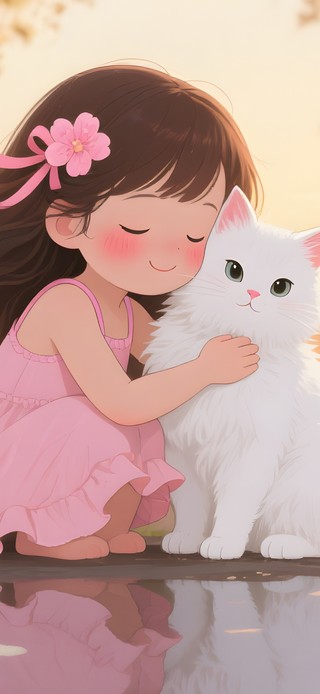 秋天森林女孩猫咪