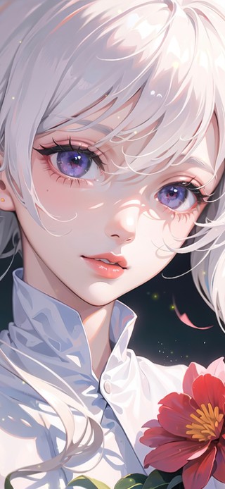 治愈花丛中女孩