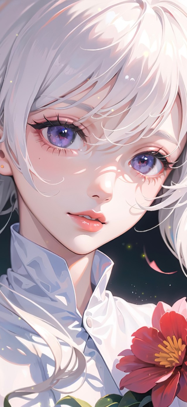 治愈花丛中女孩