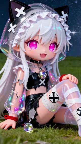 猫耳银发少女与白猫的奇幻夜时光