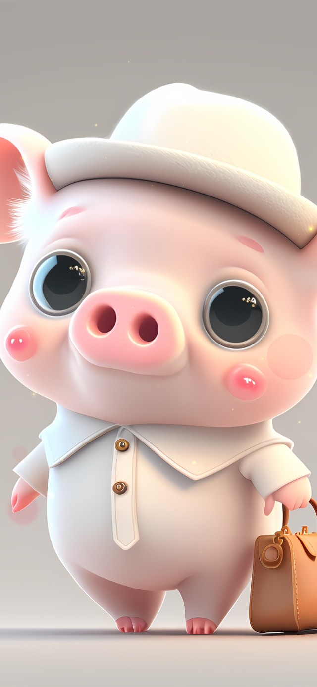 可爱粉色治愈猪猪