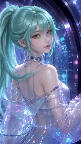 赛博水族馆蓝发美少女