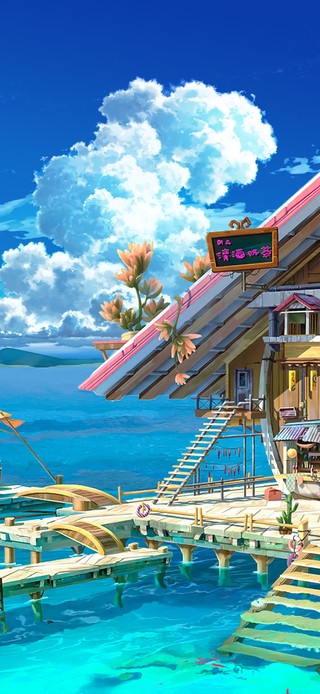 4K唯美治愈动漫海洋奶茶店
