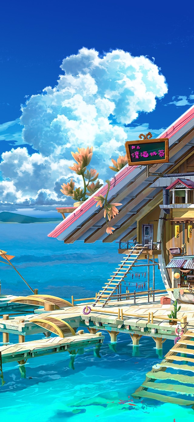 4K唯美治愈动漫海洋奶茶店