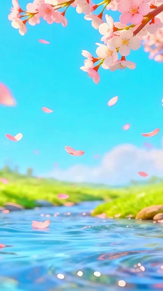 唯美落花溪流4K