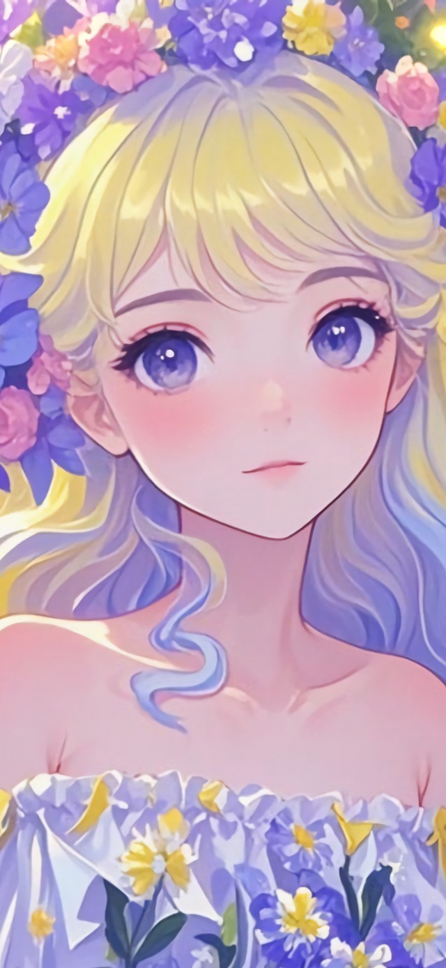 花漾壁纸|古堡前的花环少女