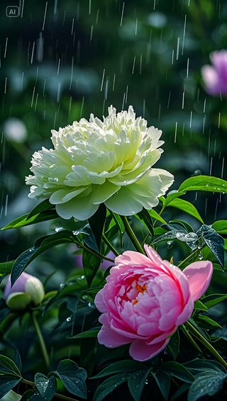 雨中牡丹