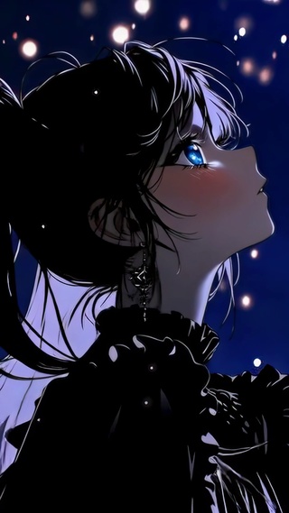 深蓝夜幕里的星光少女