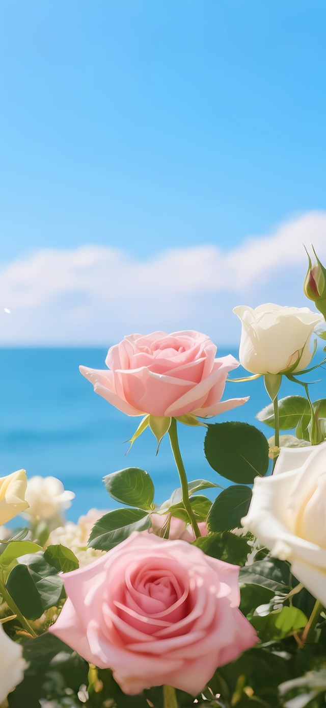 大海边的玫瑰花