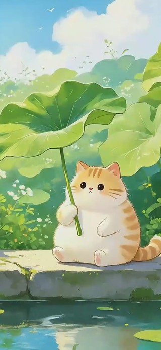 清新湖边小猫