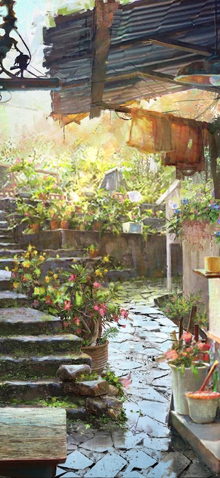 雨后小院