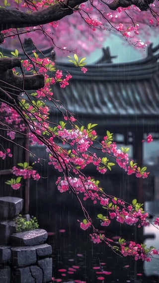 雨下落花