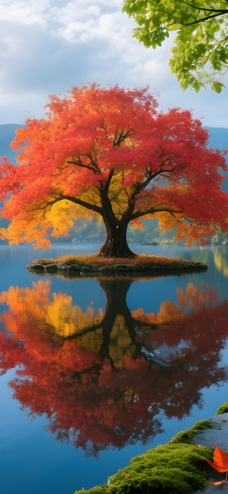 唯美秋天落叶小镇