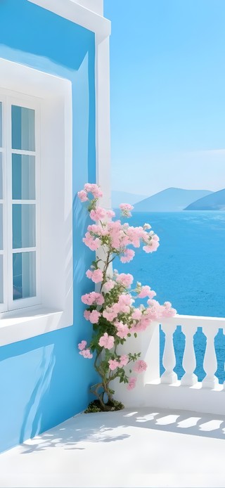 治愈护眼~夏日海边的蓝房子