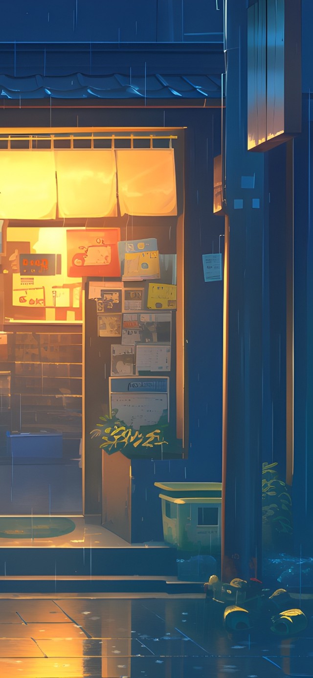 雨夜街边小店
