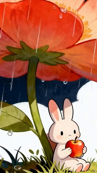 雨天拿着苹果